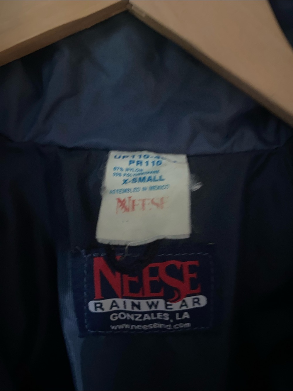 USPS Navy Blue Hooded button up Windbreaker rainwear jacket with hood XS - Picture 2 of 3